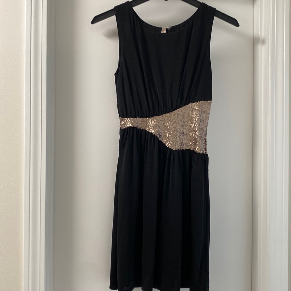 Black Dress with Champagne Sequins